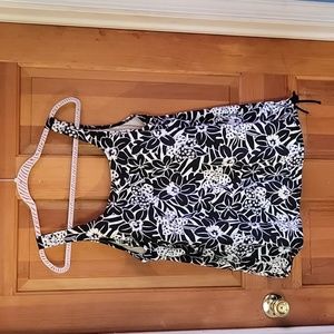 T.H.E. women's swim top. Black and white flowers. Size 18. New without tags.